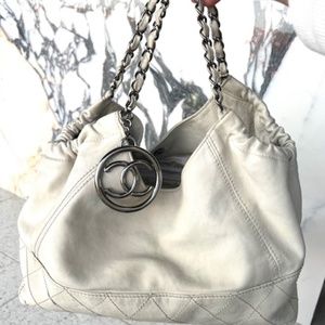 Chanel Coco Cabas White Leather Handbag